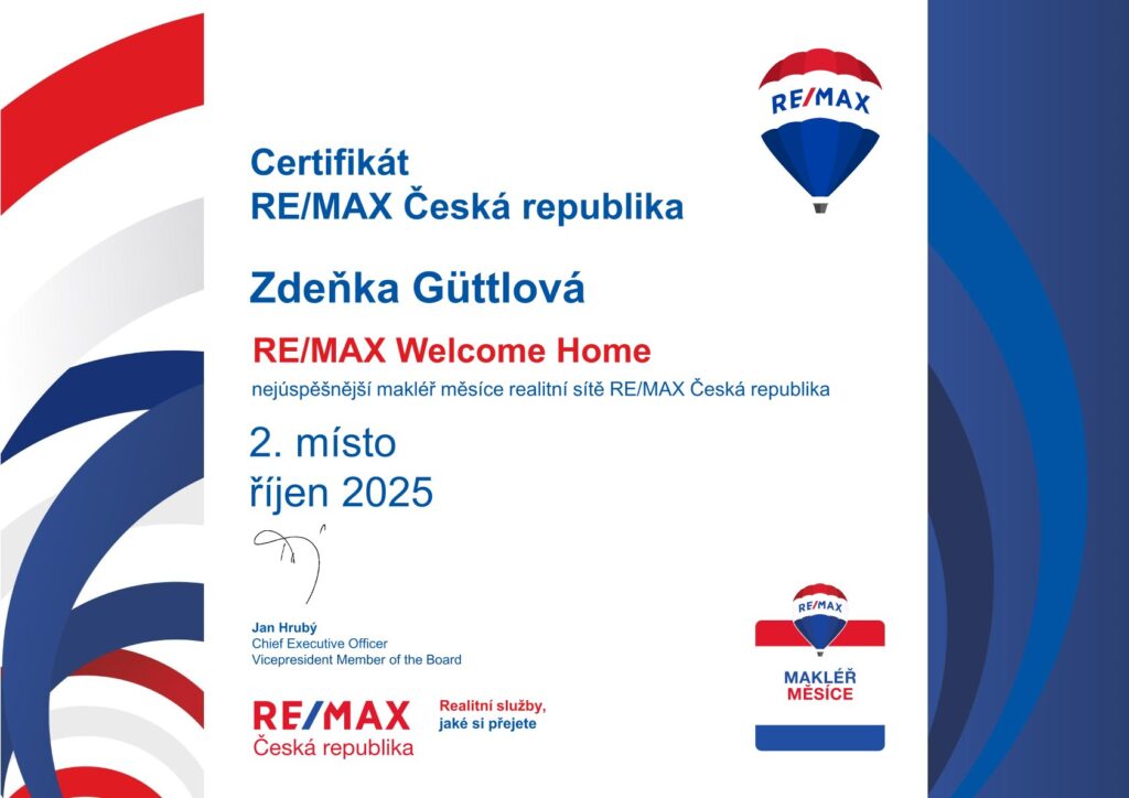 2. místě v celé síti RE/MAX Česká republika v říjnu 2025, a to mezi více než 1 600 makléři.